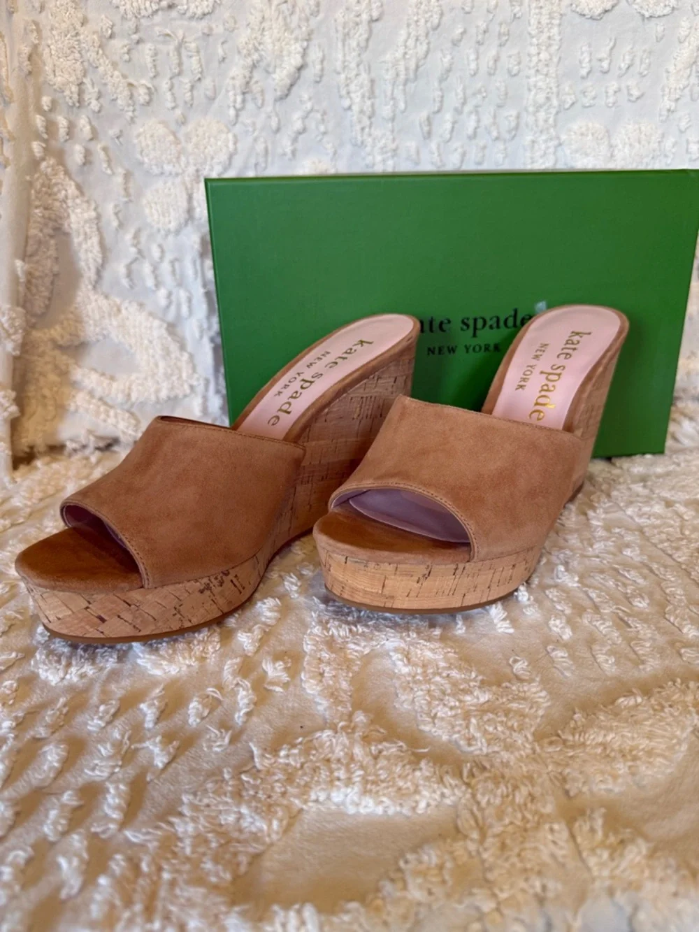 kate spade Tan Suede Open-Toe Mule Slides #590